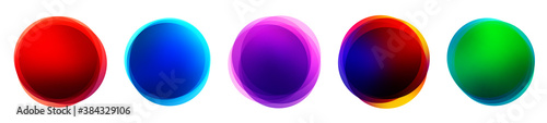 Set of isolated gradient multicolored sphere buttons.