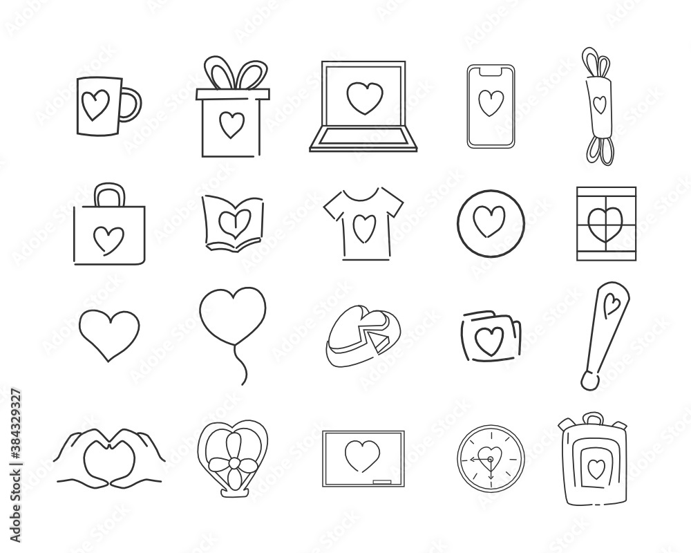 love collection set of icons love collection set of icons