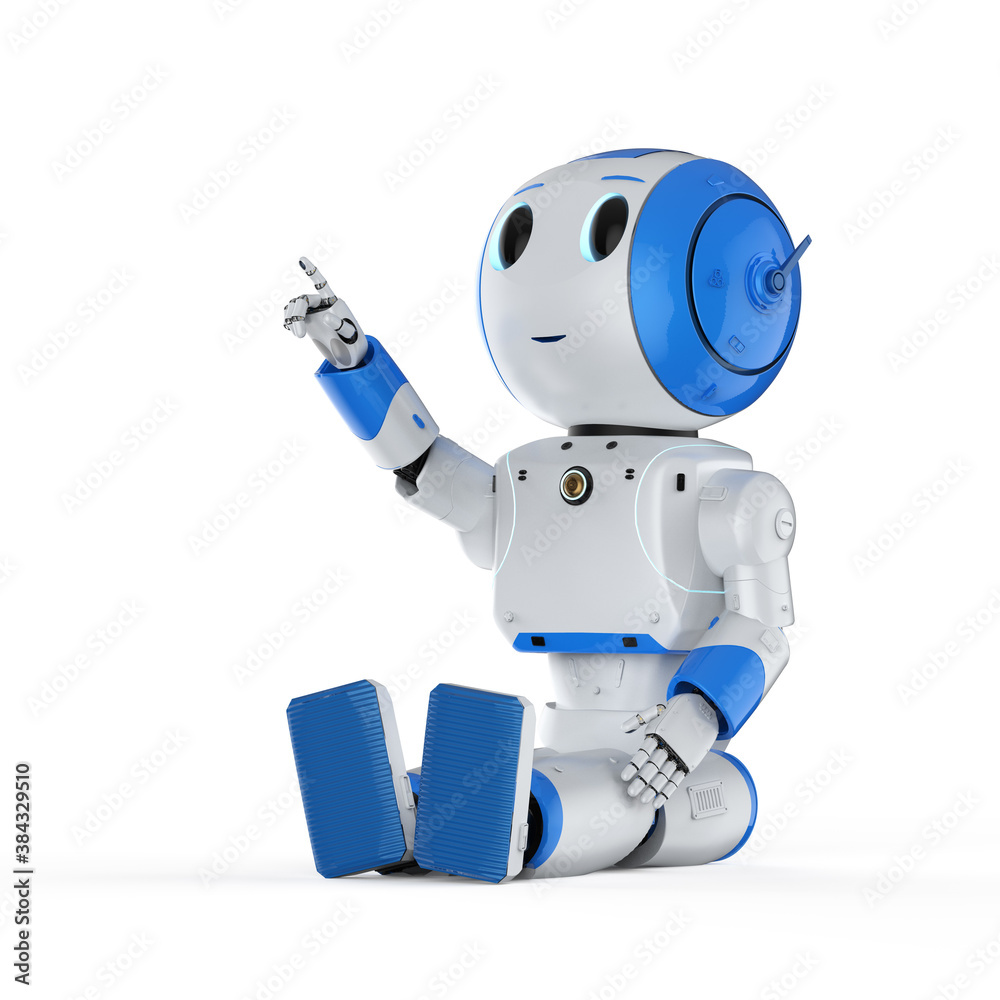 Naklejka premium cute artificial intelligence robot finger point