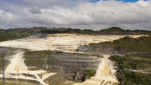 Limestone quarry for the construction industry in the mountains. Bohol, Philippines.