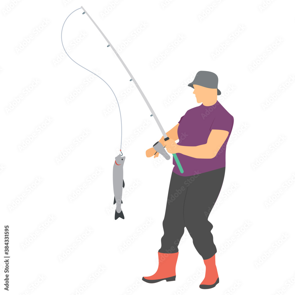 Fisherman holding a sea bass with fishing rod
Fisherman holding a sea bass with fishing rod