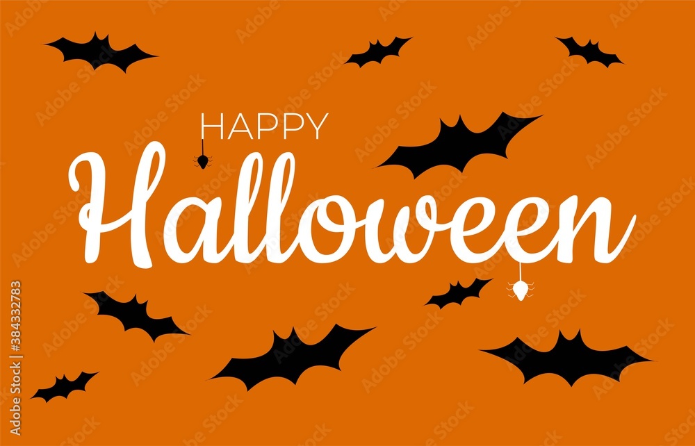 Happy halloween. Vector halloween emblem with horror spiders and bats Happy halloween. Vector halloween emblem with horror spiders and bats