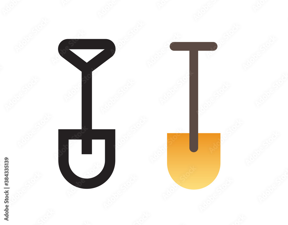 Shovel or spade icon clipart line out line and flat cartoon design illustration Shovel or spade icon clipart line out line and flat cartoon design illustration