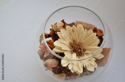 decorative flowers in a glass vase