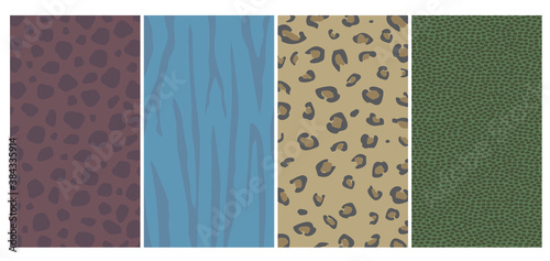 Set of animal skin texture vectors. Animal skin pattern background. Abstract illustration design