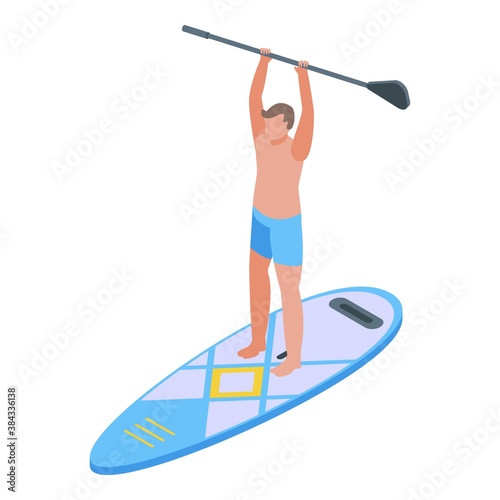 Sup surfing icon. Isometric of sup surfing vector icon for web design isolated on white background