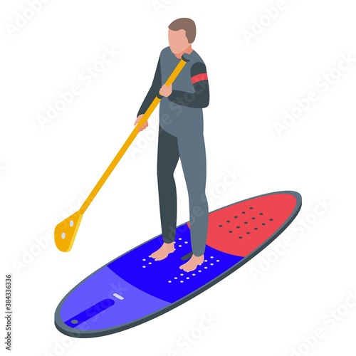 Paddler on board icon. Isometric of paddler on board vector icon for web design isolated on white background