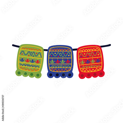 square garlands celebration mexican flat style icon