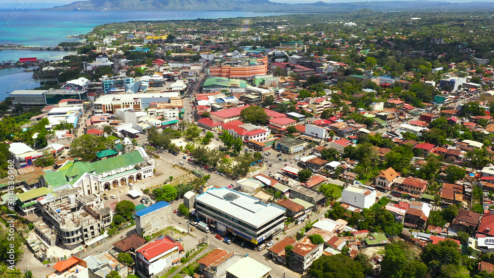 City of Tagbilaran is close to the sea, with a dense development and buildings. The capital of Bohol province,Tagbilaran city, Philippines.