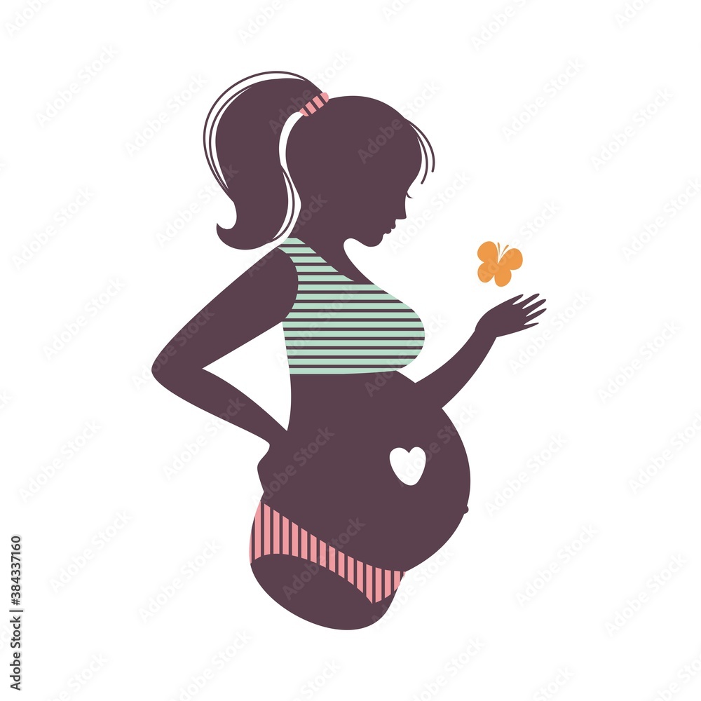 Obraz premium Silhouette of a pregnant girl