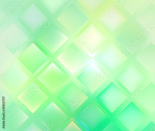 Mosaic abstract background, green frozen 3d shiny vector design.