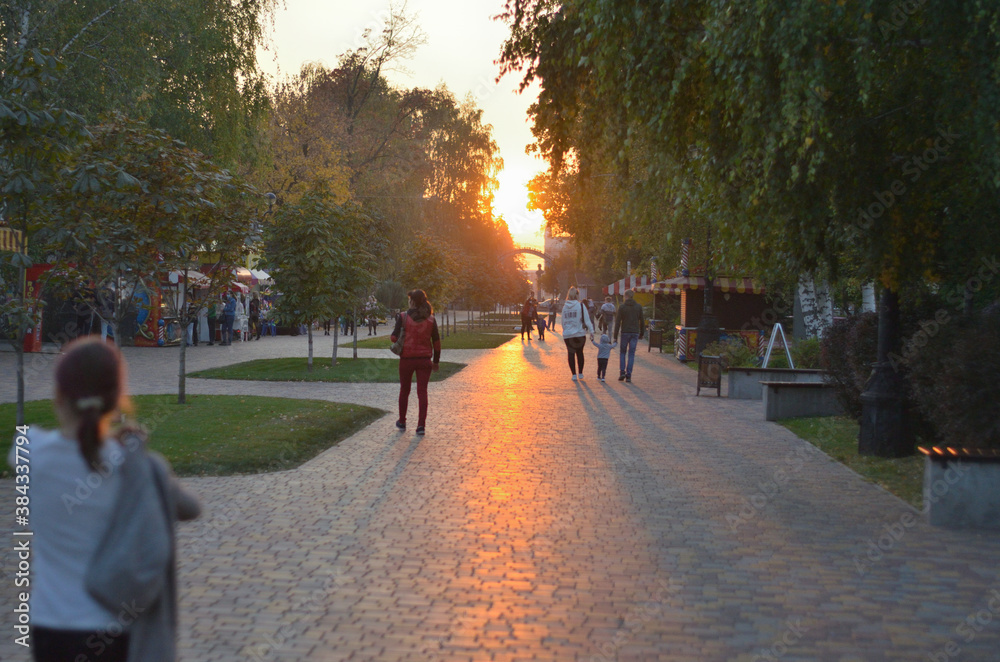 Sunset in the Park . Russia city of Tambov .