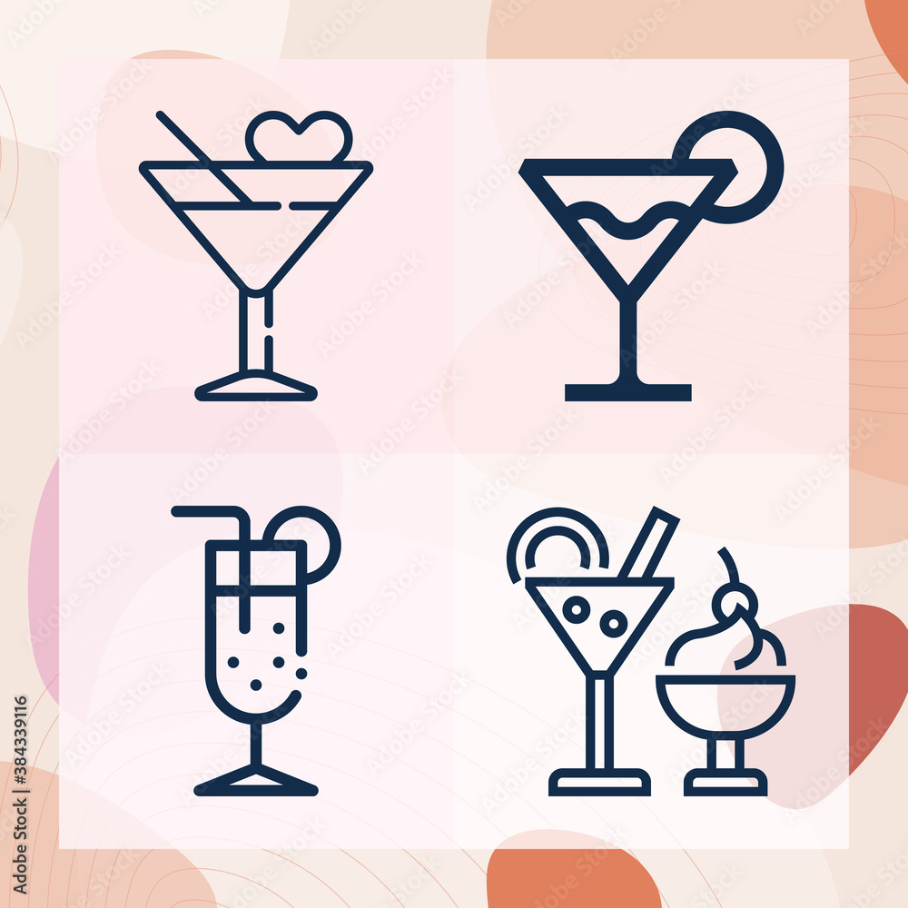 Simple set of cocktail related lineal icons Simple set of cocktail related lineal icons