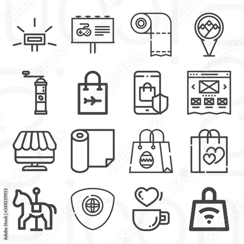 16 pack of advertising lineal web icons set