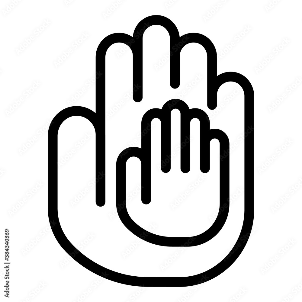 Hands help reliability icon. Outline hands help reliability vector icon for web design isolated on white background Hands help reliability icon. Outline hands help reliability vector icon for web design isolated on white background