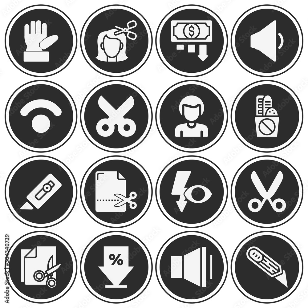 16 pack of reduced  filled web icons set
