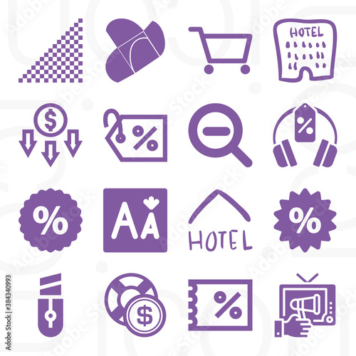 16 pack of inferior  filled web icons set