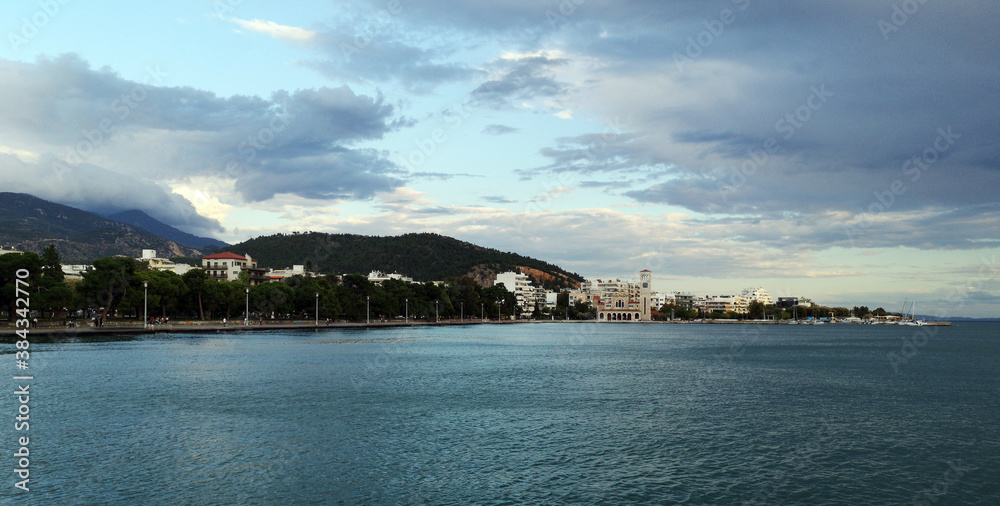 Panoramic view of the Pagasetic Gulf and the Saints Konstantinos & Elenis Church