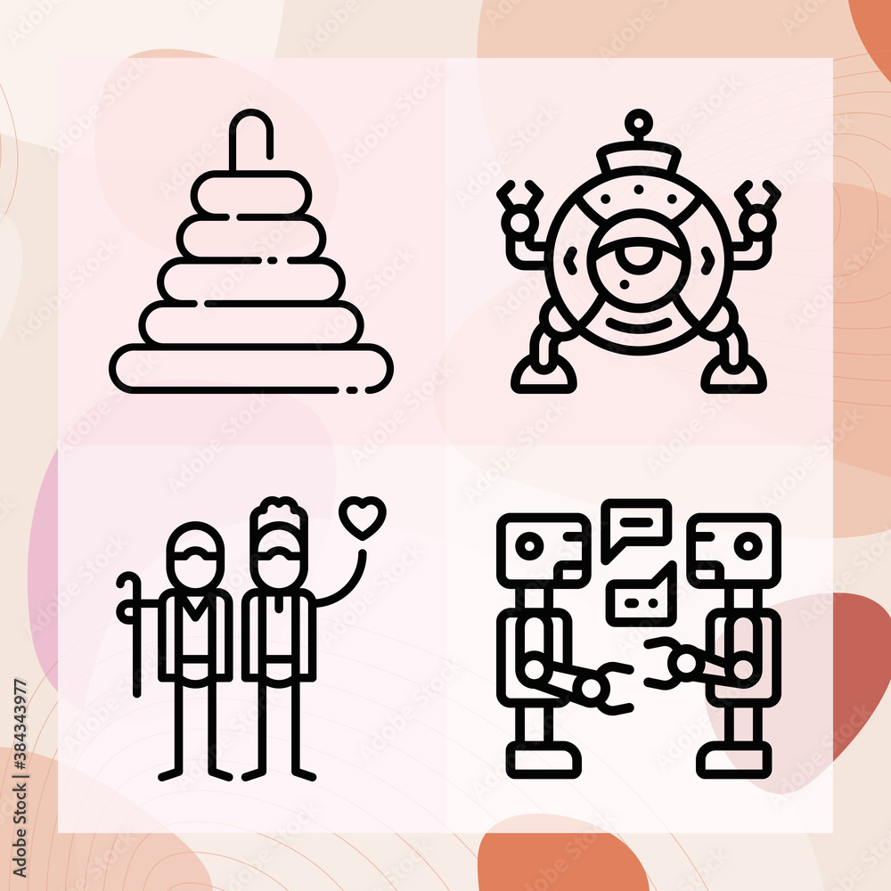 Simple set of babies related lineal icons Simple set of babies related lineal icons