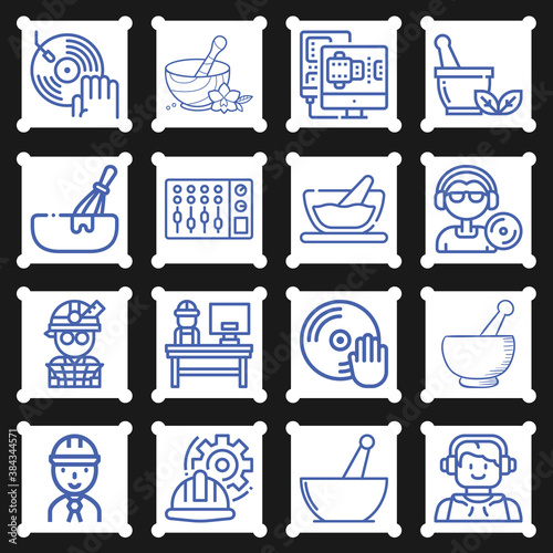 16 pack of mixing  lineal web icons set