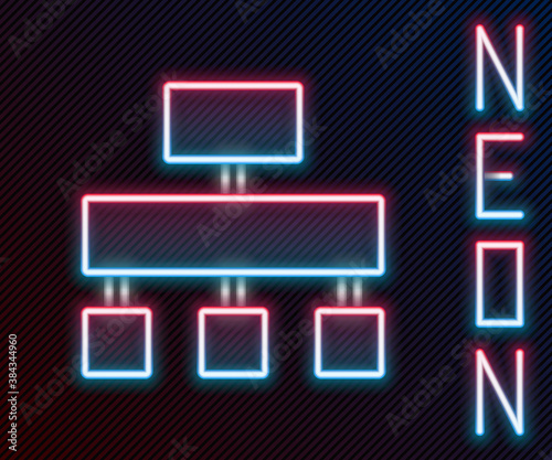 Glowing neon line Site map icon isolated on black background. Colorful outline concept. Vector.