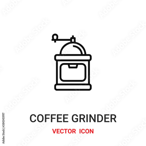 coffee grinder icon vector symbol. coffee grinder symbol icon vector for your design. Modern outline icon for your website and mobile app design.