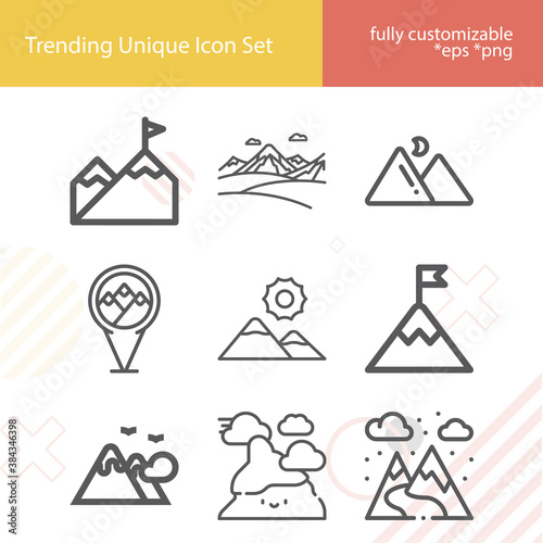 Simple set of predicate related lineal icons.