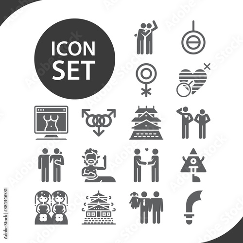 Simple set of heterosexual related filled icons.