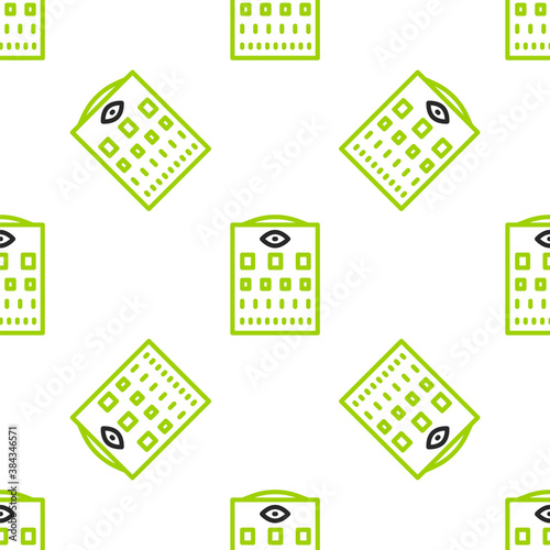 Line Eye test chart icon isolated seamless pattern on white background. Poster for vision testing in ophthalmic study. Snellen chart. Vector.
