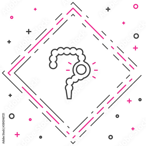 Line Gut constipation icon isolated on white background. Bowel problems. Colorful outline concept. Vector.