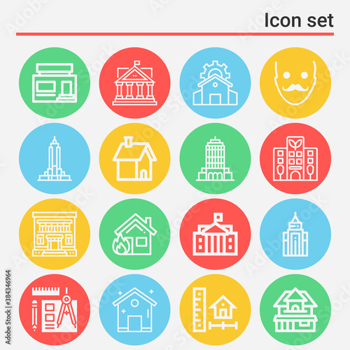 16 pack of senate  lineal web icons set