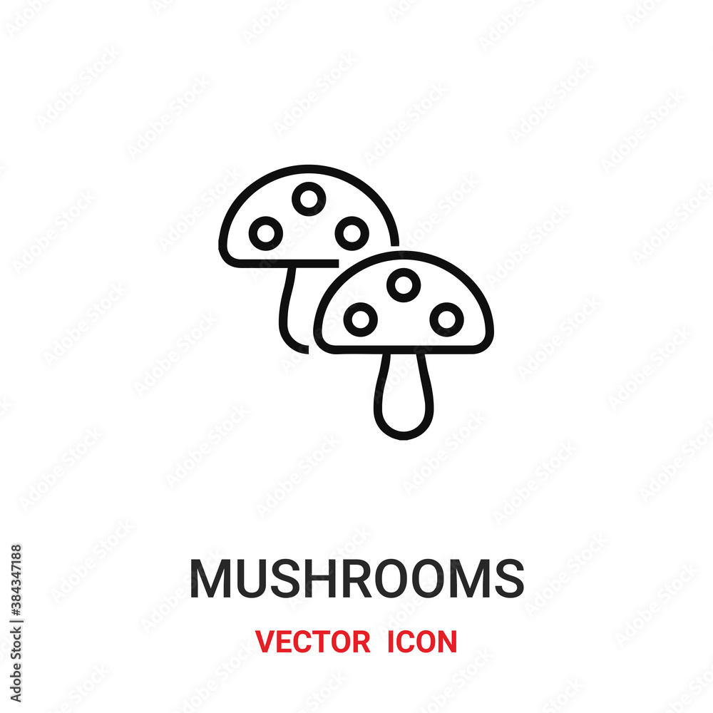 Mushroom vector icon. Modern, simple flat vector illustration for website or mobile app.Toadstool symbol, logo illustration. Pixel perfect vector graphics Mushroom vector icon. Modern, simple flat vector illustration for website or mobile app.Toadstool symbol, logo illustration. Pixel perfect vector graphics