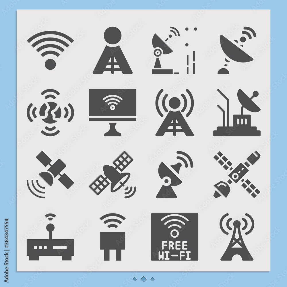 Fototapeta premium Simple set of solar array related filled icons.