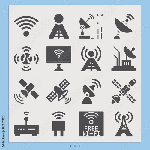 Simple set of solar array related filled icons.