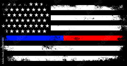 Vintage american police support flag