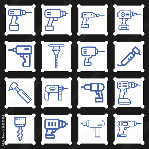 16 pack of military training  lineal web icons set