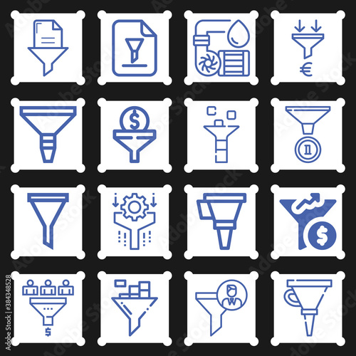 16 pack of funnels  lineal web icons set