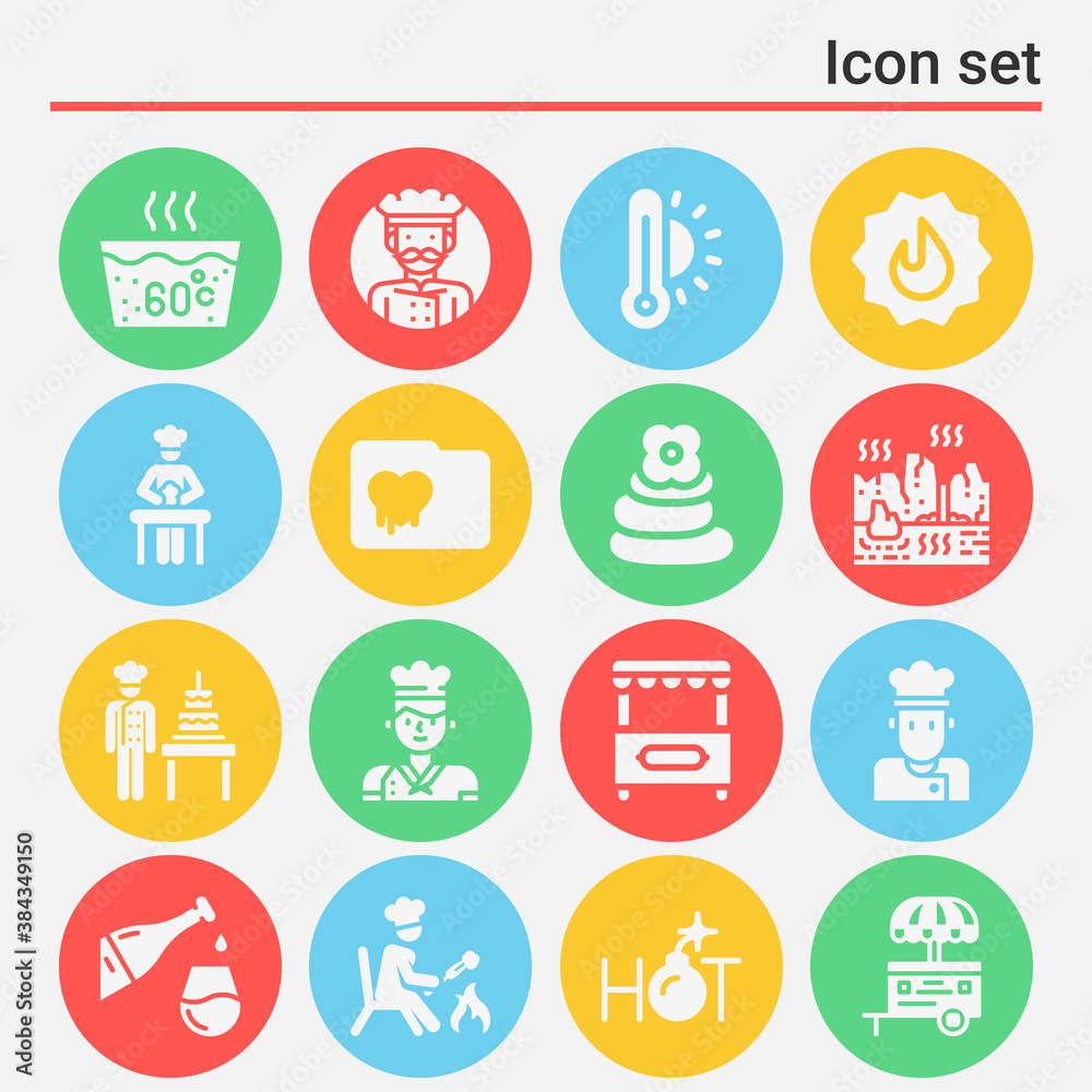 16 pack of boiling  filled web icons set