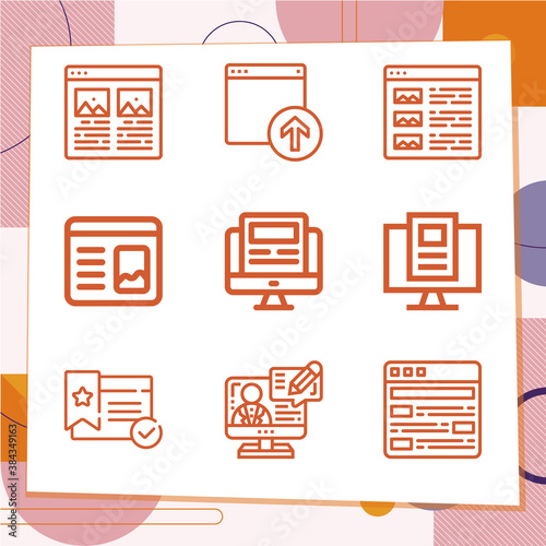 Simple set of 9 icons related to paragraphs