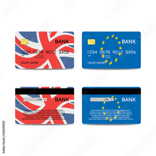 Bank cards with UK and EU flags photo