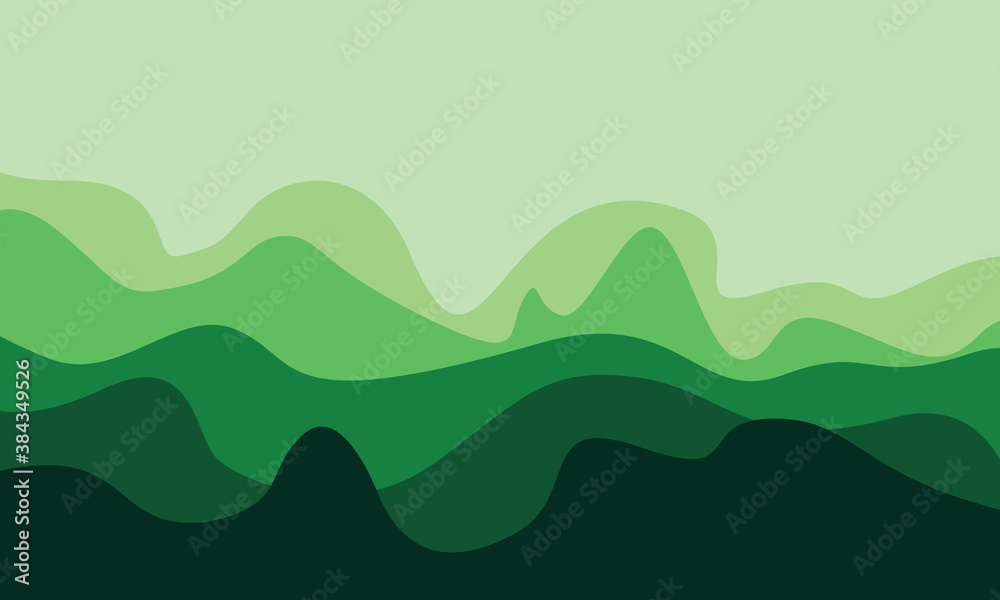 abstract forest green mountains waves background vector design illustration