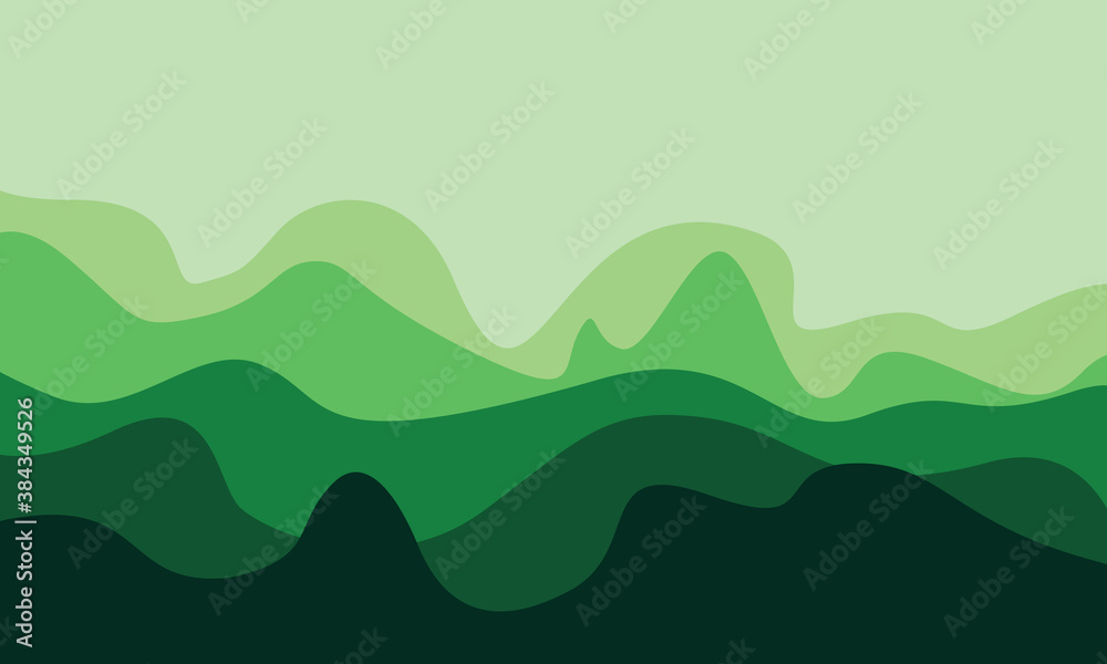 Obraz premium abstract forest green mountains waves background vector design illustration