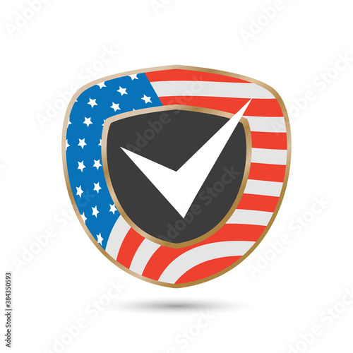 USA election with the shield and checkbox
