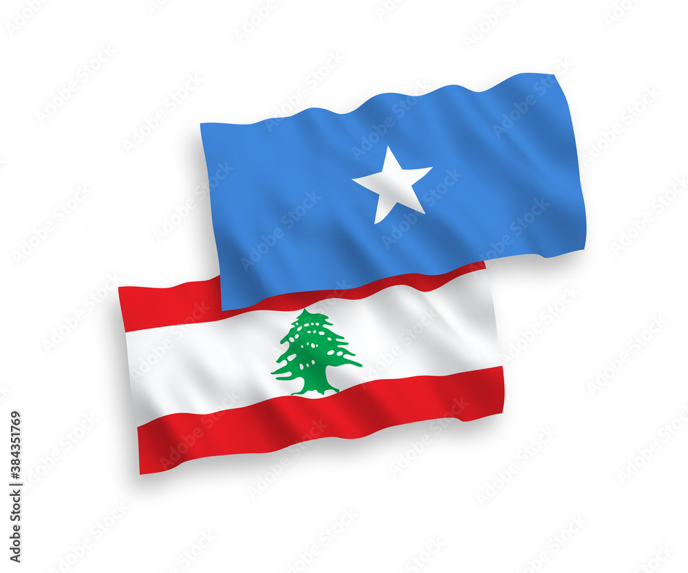 Flags of Lebanon and Somalia on a white background Flags of Lebanon and Somalia on a white background