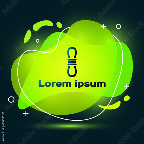 Black Climber rope icon isolated on black background. Extreme sport. Sport equipment. Abstract banner with liquid shapes. Vector.