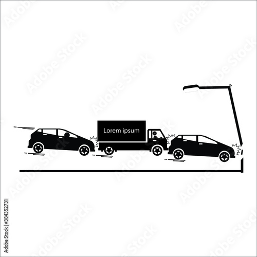 crash cars vector solid icons
