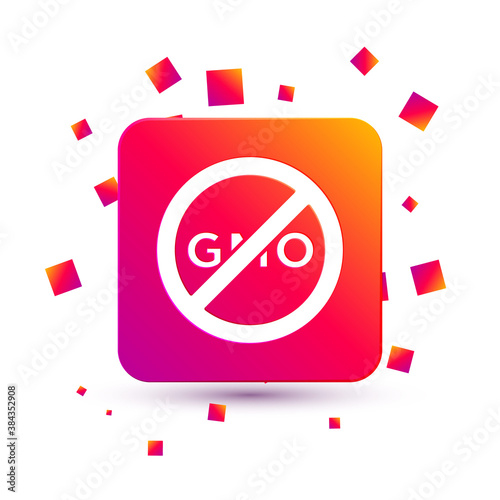 White No GMO icon isolated on white background. Genetically modified organism acronym. Dna food modification. Square color button. Vector.