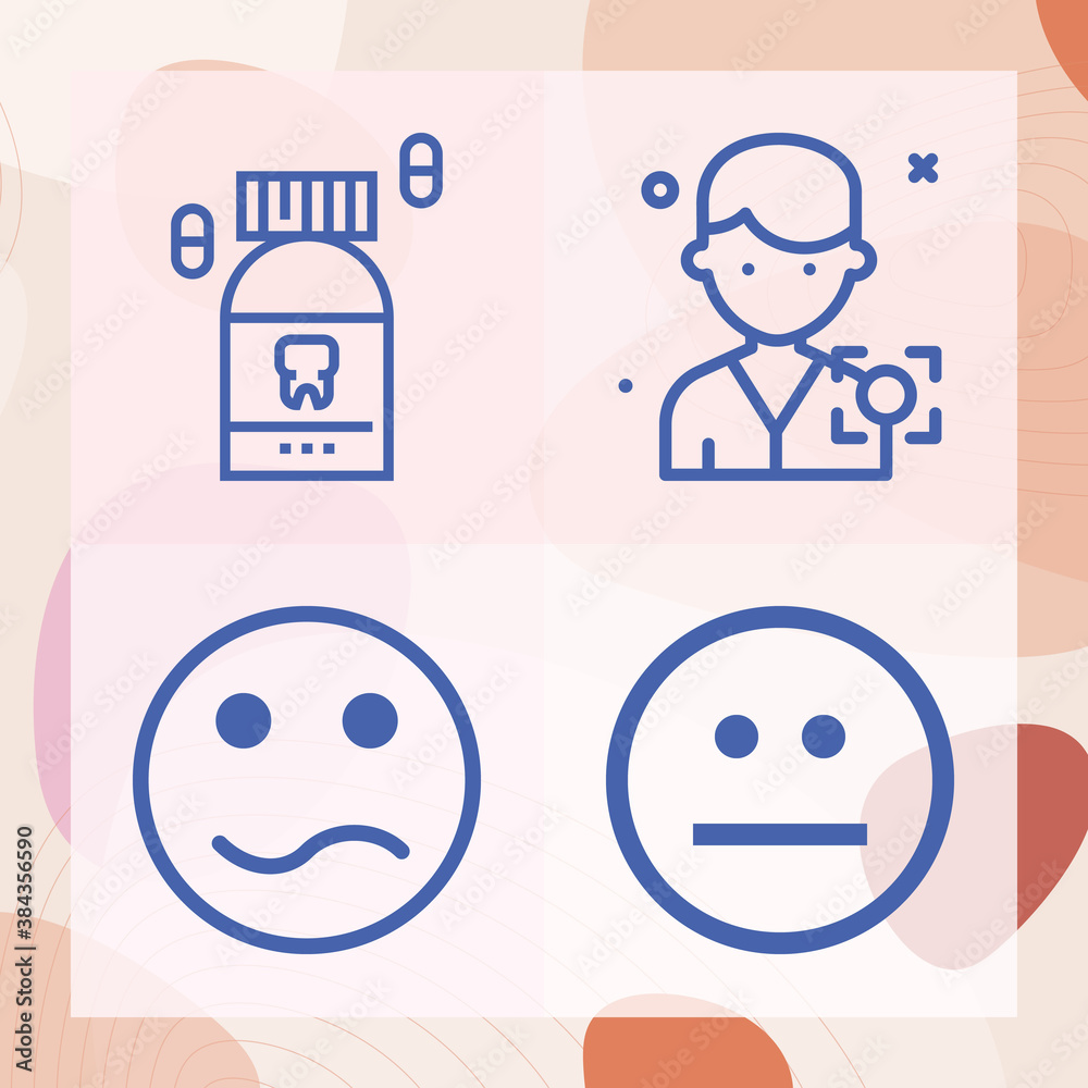 Simple set of headache related lineal icons