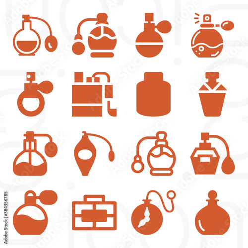 16 pack of cologne water  filled web icons set