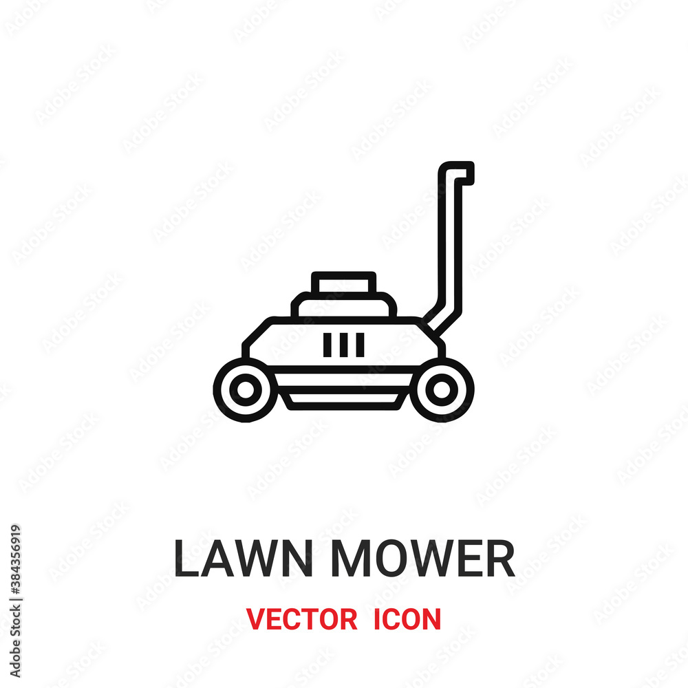 lawn mower icon vector symbol. lawn mower symbol icon vector for your design. Modern outline icon for your website and mobile app design.